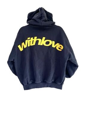 Scuffers Sign Boxy Fit Hoodie Sweatshirt Unisex Black NWT Kangaroo Pouch Y2K Med